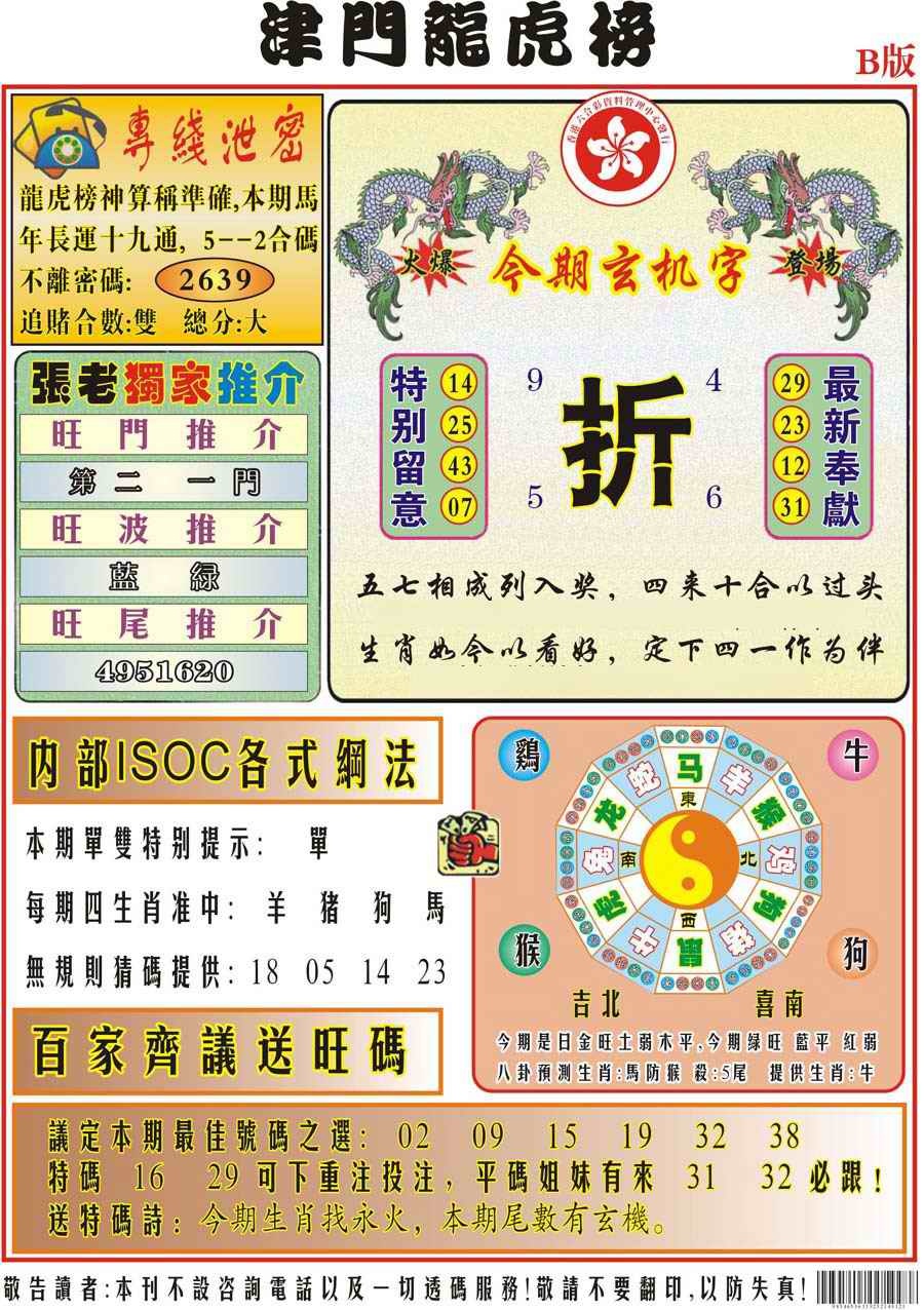 033期津门龙虎榜B[图]